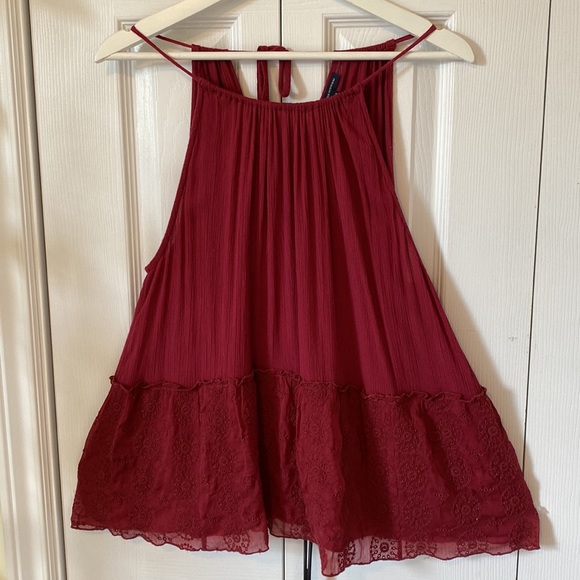 American Eagle tie back halter sheer eyelet embroidered - Picture 2 of 11